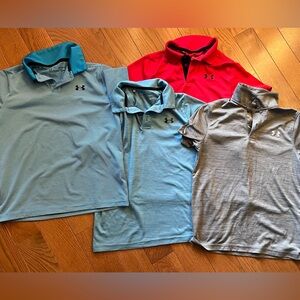 Lot of 4 Youth Under Armour dry fit polos size M.